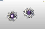 cluster earring with round and baguette gemstones