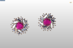 cluster earring with round and baguette gemstones