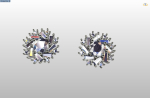 cluster earring with round and baguette gemstones