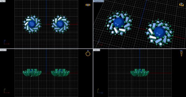 cluster earring with round and baguette gemstones