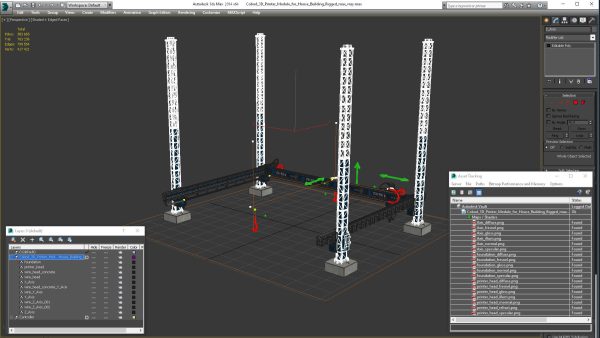 Cobod 3D Printer Module for House Building Rigged