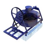 CONCRETE PAN MIXER WITH BLADES AND ROLLER