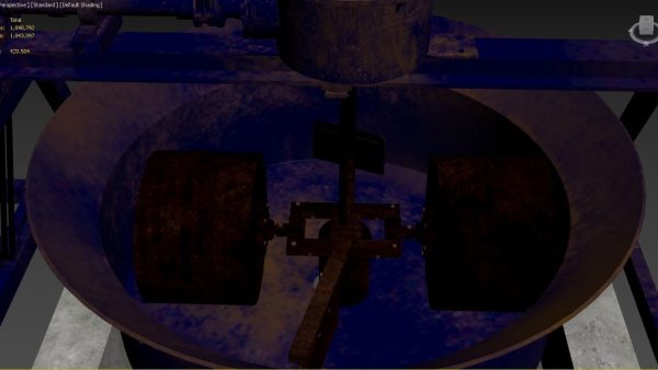 CONCRETE PAN MIXER WITH BLADES AND ROLLER