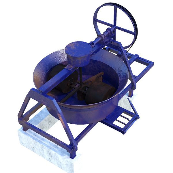 CONCRETE PAN MIXER WITH BLADES AND ROLLER
