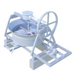 CONCRETE PAN MIXER WITH BLADES AND ROLLER