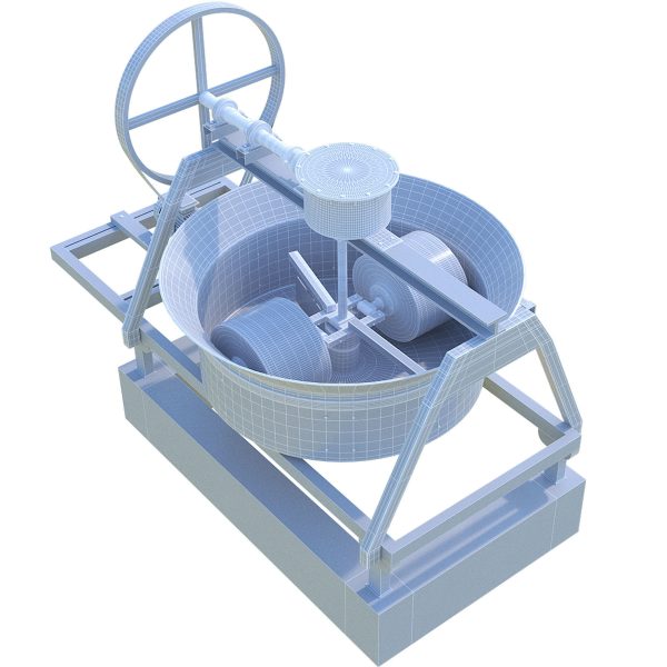 CONCRETE PAN MIXER WITH BLADES AND ROLLER