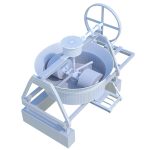 CONCRETE PAN MIXER WITH BLADES AND ROLLER