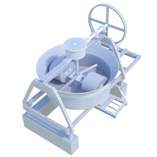 CONCRETE PAN MIXER WITH BLADES AND ROLLER