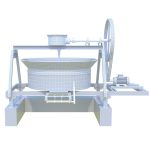 CONCRETE PAN MIXER WITH BLADES AND ROLLER