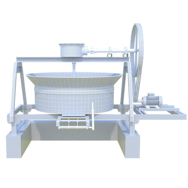 CONCRETE PAN MIXER WITH BLADES AND ROLLER