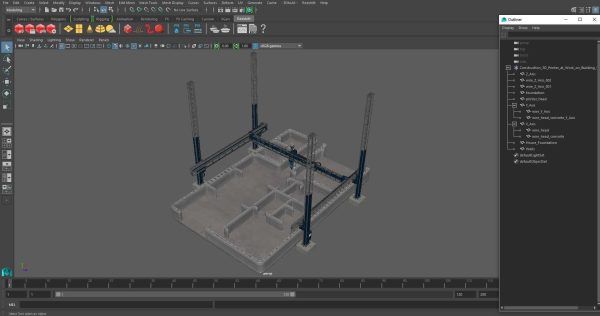 Construction 3D Printer at Work on Building Site