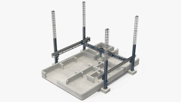 Construction 3D Printer at Work on Building Site