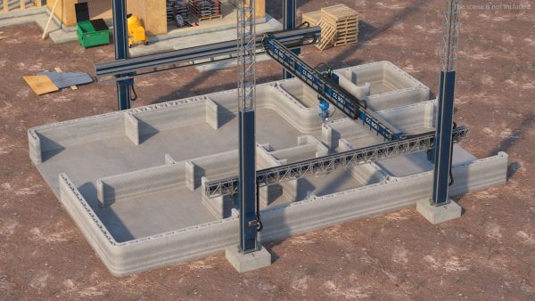 Construction 3D Printer at Work on Building Site
