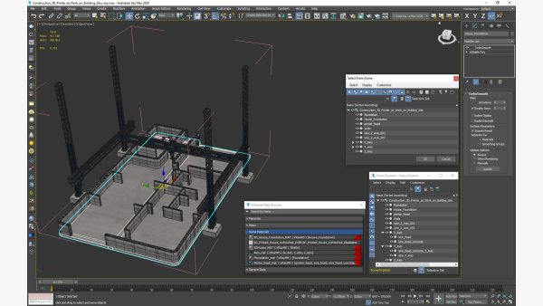 Construction 3D Printer at Work on Building Site