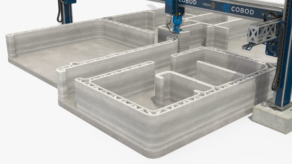 Construction 3D Printer at Work on Building Site