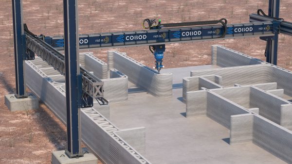 Construction 3D Printer at Work on Building Site