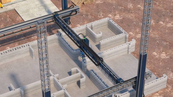Construction 3D Printer at Work on Building Site