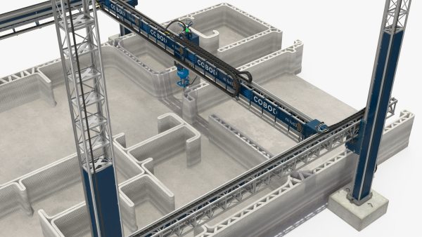 Construction 3D Printer at Work on Building Site