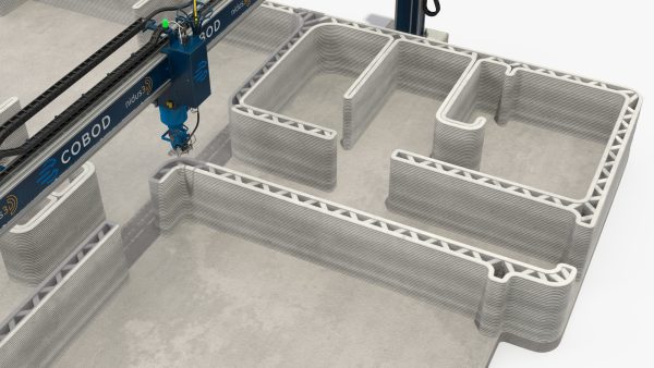 Construction 3D Printer at Work on Building Site