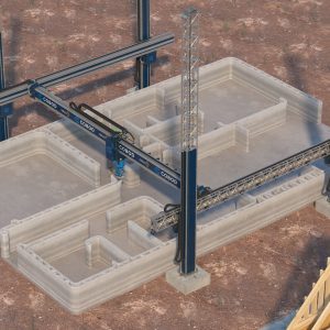 Construction 3D Printer at Work on Building Site