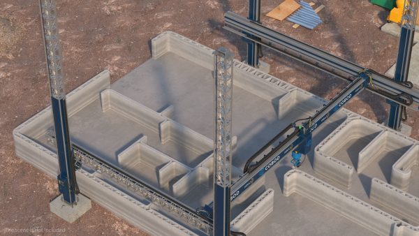 Construction 3D Printer at Work on Building Site