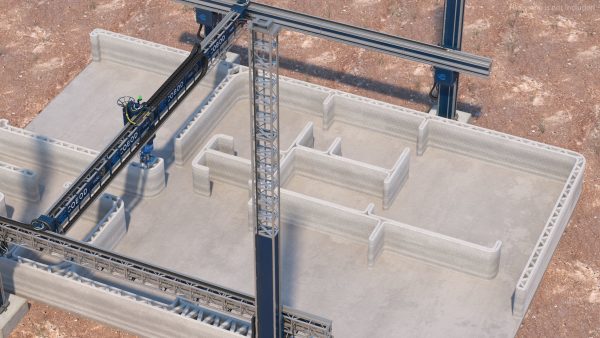 Construction 3D Printer at Work on Building Site