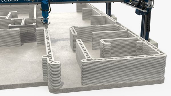 Construction 3D Printer at Work on Building Site