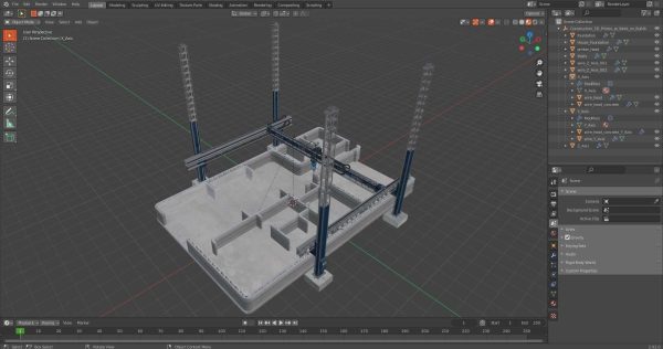 Construction 3D Printer at Work on Building Site