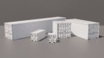 Containers - 5 sizes - Blue