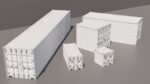 Containers - 5 sizes - Blue