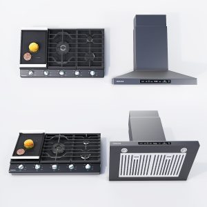 Cooktop gas with hamburger on top