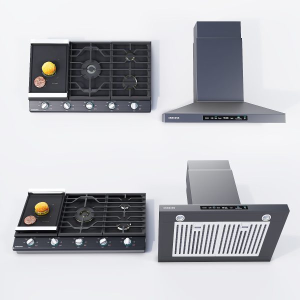 Cooktop gas with hamburger on top