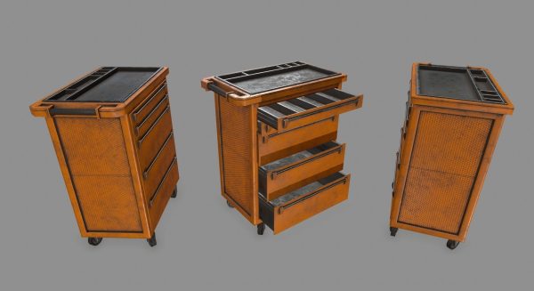 Cupboard wooden cabinet on wheels