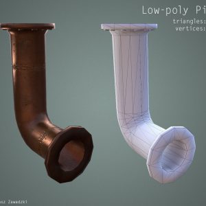 curved-pipe-low-poly-3d-model-low-poly-obj-blend-tga