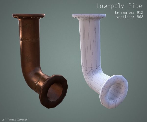 Curved Pipe - Low Poly
