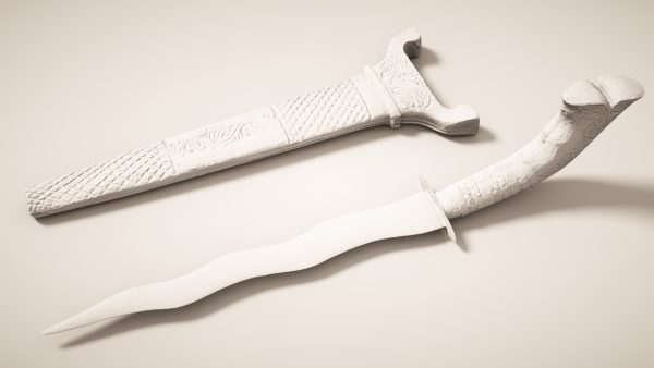 Decorated Curved Blade Knife