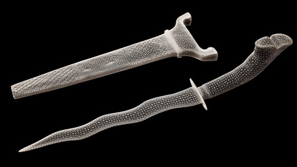 Decorated Curved Blade Knife