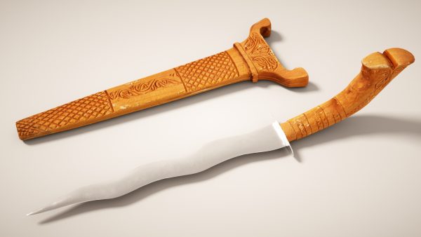 Decorated Curved Blade Knife