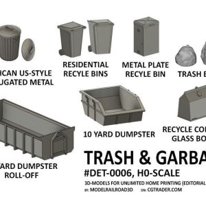 DET-0006 Trash and Garbage set 11 items H0-scale