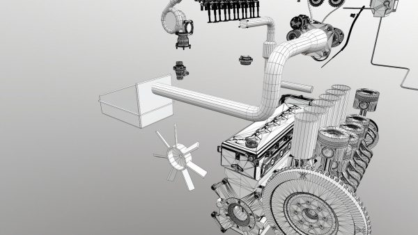 Diesel Engine 6 Cylinder Dismantled