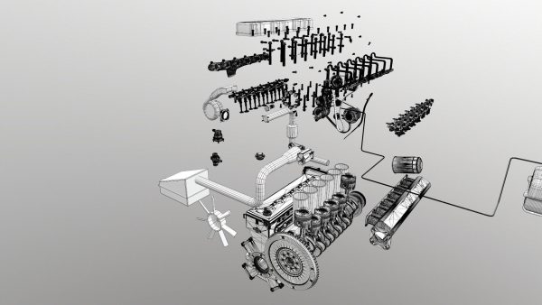 Diesel Engine 6 Cylinder Dismantled