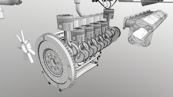 Diesel Engine 6 Cylinder Dismantled