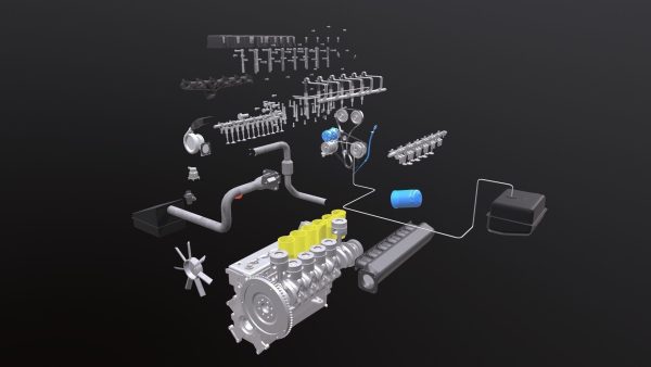 Diesel Engine 6 Cylinder Dismantled