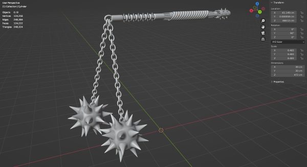 Double flail 3D model