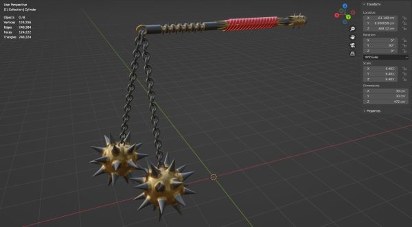 Double flail 3D model