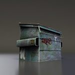 Dumpster trash can with grill on top