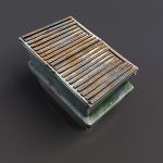 Dumpster trash can with grill on top
