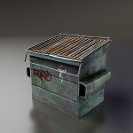 Dumpster trash can with grill on top