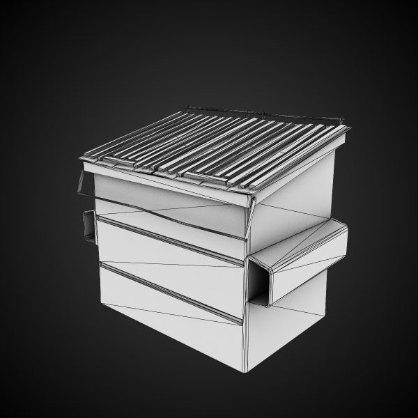 Dumpster trash can with grill on top