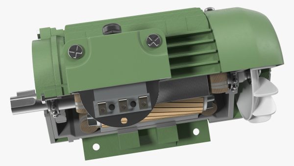 Electric Motor Cross Section Green